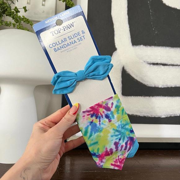 Nwt top paw collar slide & tie dye bandana medium /large pet - Picture 1 of 2